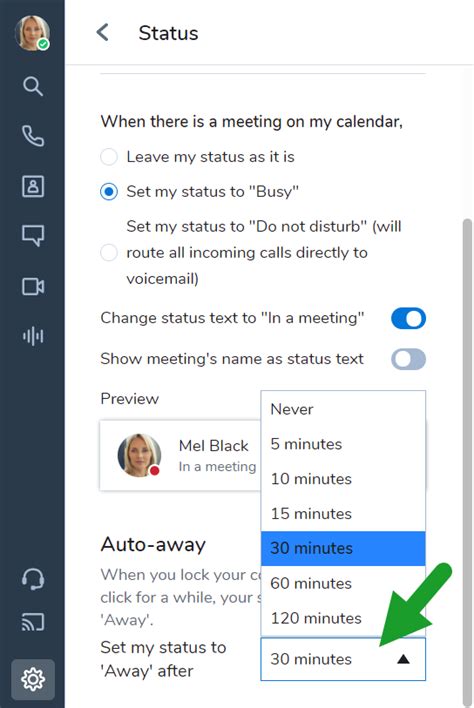 Setting Your Status on 8x8 Work for Desktop .